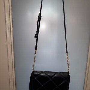 Black quilted crossbody faux leather